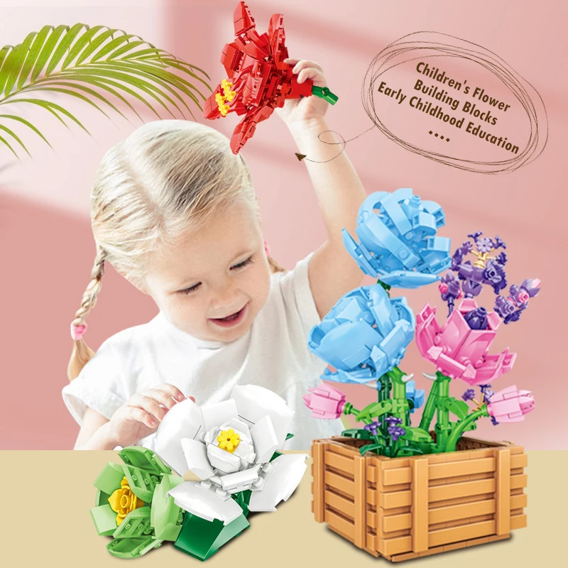 

Building Blocks DIY Flower Simulation Flowers 500+pcs Bricks Model Toys for Kids Girlfriend Home Bedroom Decor Birthday Gifts