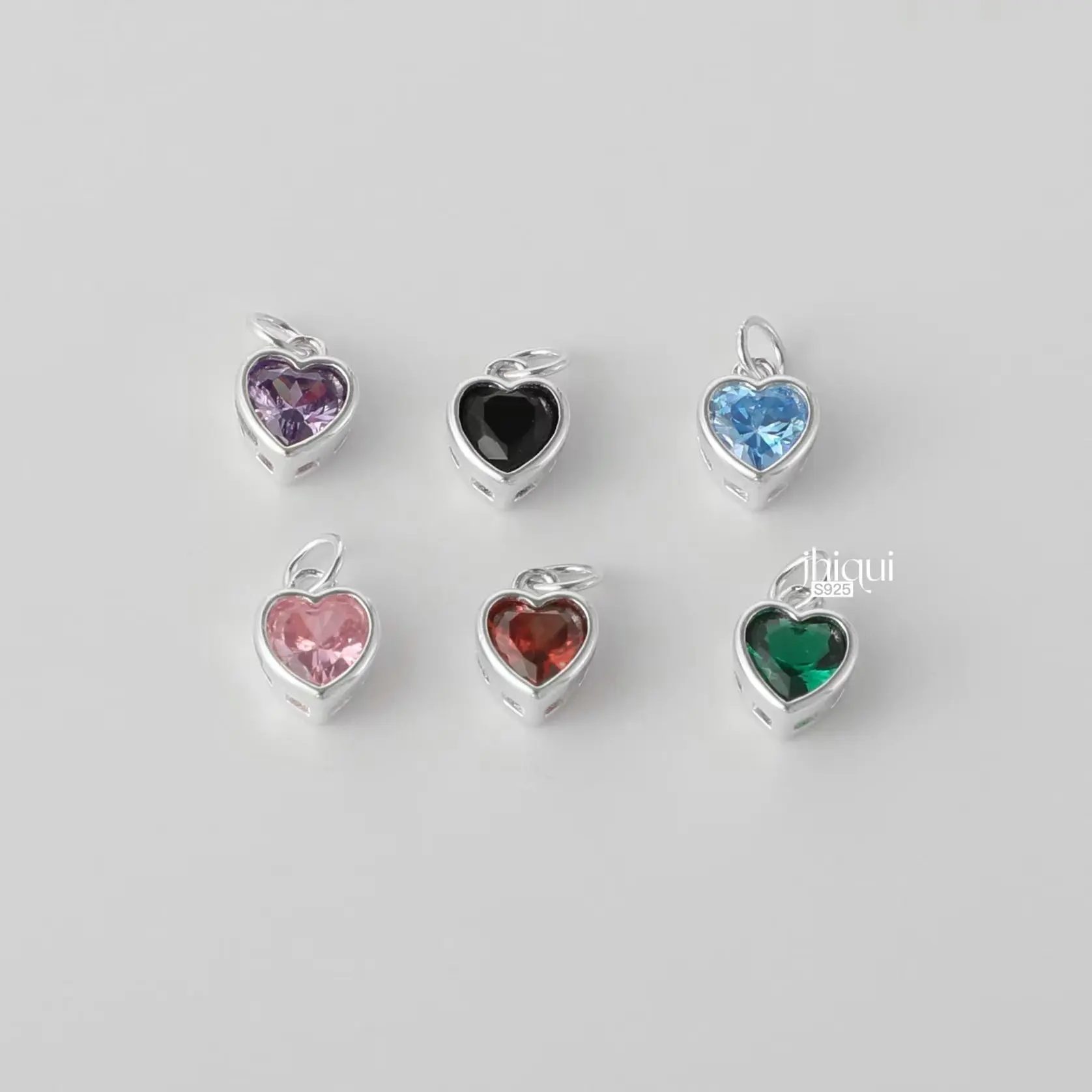 1PC Solid 925 Sterling Silver Zircon Heart Charm Pendant for DIY Bracelet Necklace Making Fine Jewelry Finding