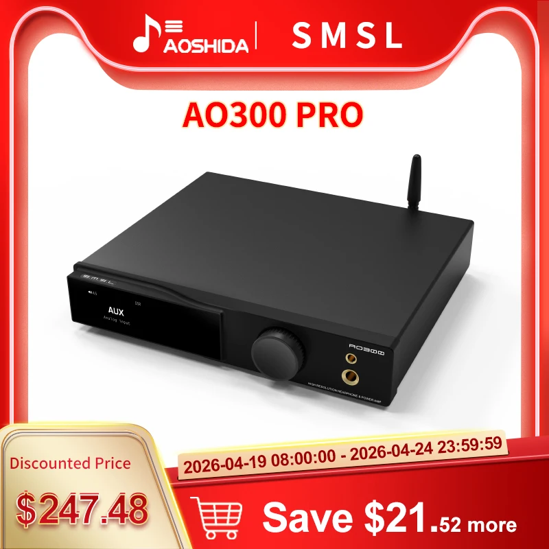 

SMSL AO300 PRO Усилитель мощности для наушников AMP декодер MA5332MS MQA-CD Audio DAC XMOS XU-316 2.1 HIFI CS43131 Усилитель для наушников