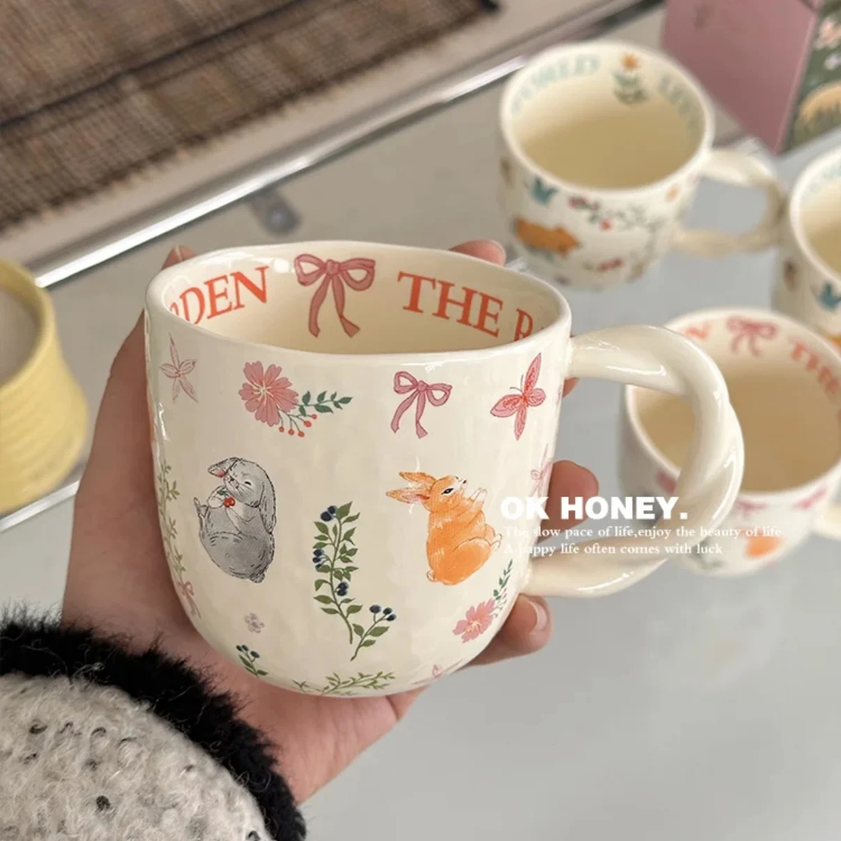 

Ceramic mug Drinking cup Coffee cup Breakfast cup Kitchen cutlery drinking set 2 pieces