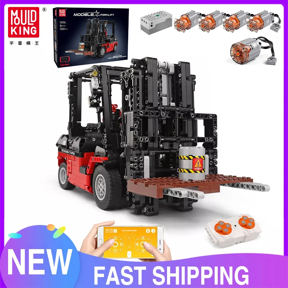 MOULD KING 13106 Technical Car Toys The MOC-3681 APP&RC Custom Forklift Truck Model Building Blocks Bricks Kids Christmas Gift