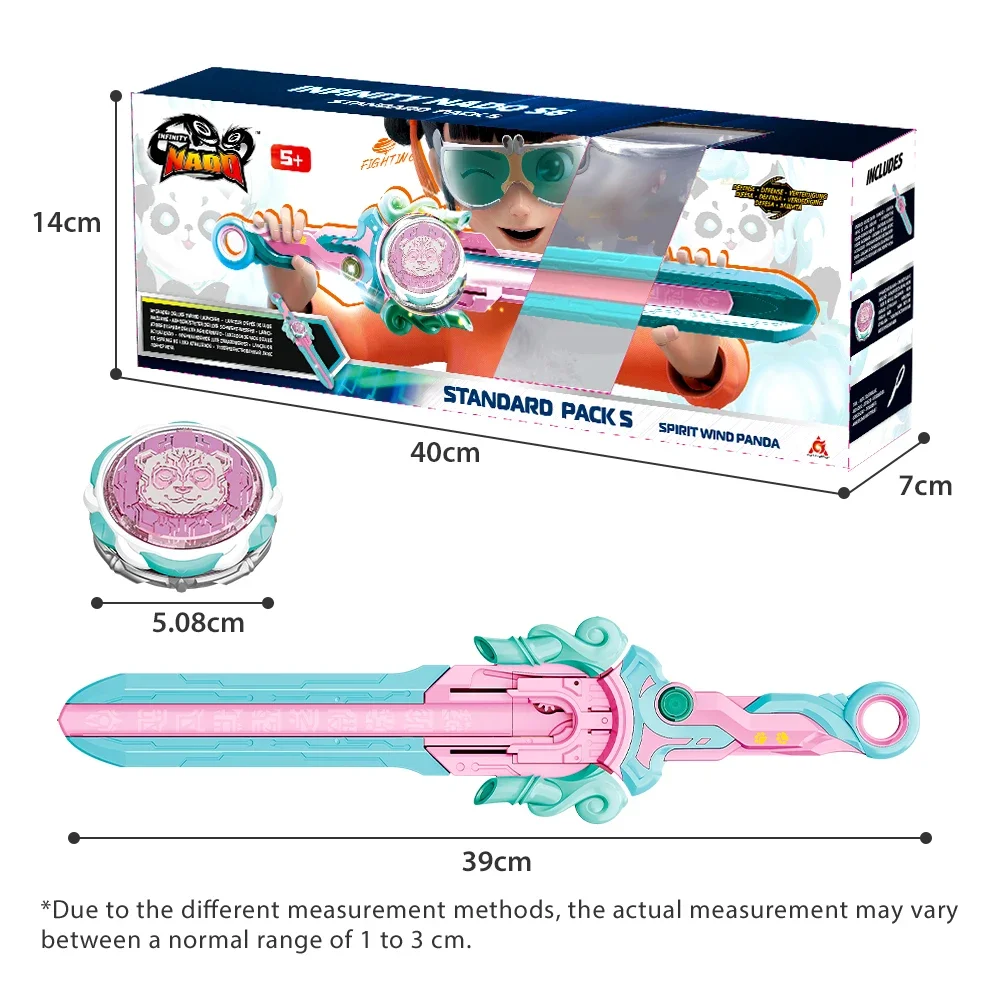 Infinity Nado 6 Power Pack - Spirit Wind Panda ترقية معدنية دوارة علوية الدوران، 39 سم قاذفة السيف لعبة أطفال هدية عيد ميلاد
