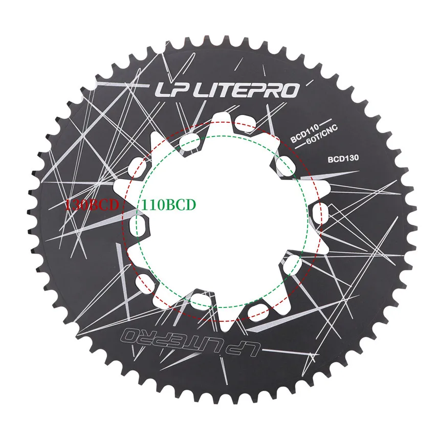 LP Litepro 54T Oval Double BCD 110&130MM Chainring Folding Bike 56 58T Crankset  Bicycle Chainwheel Sprocket