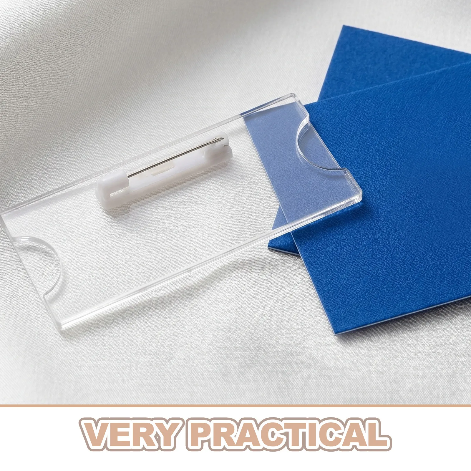 10Pcs Acrylic Name Tag Badge Holders Clear Transparent Blank 2.8x1.2in DIY Insert Employee Id Cards Office Staff Identification