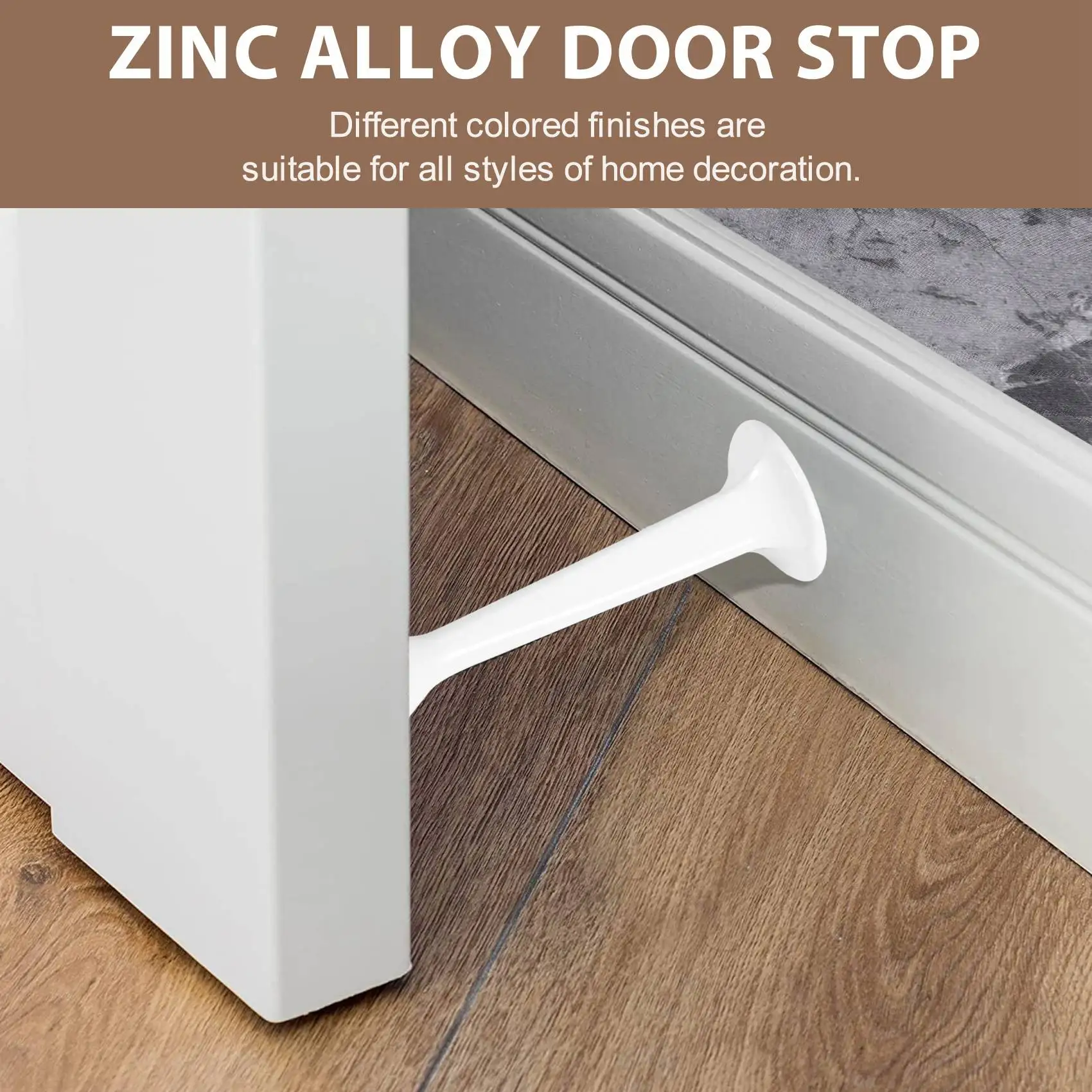 

KYCOR-12Pcs Heavy Duty Solid Rigid Door Stops With Rubber Tips Zinc Die Cast Zinc Alloy Door Stops For Walls&Doors