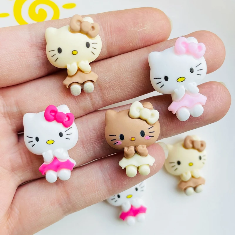

10 Pcs New Mini Kawaii Cartoon Animal Coffee Color Cats Resin Scrapbook Diy Jewelry Children Gift Hairpin Accessories A35