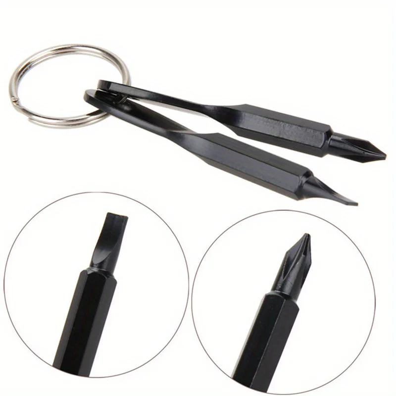 Portable Phillips Slotted Screwdriver Set Key Ring Keychain Mini Pocket Keyring Cross Screw Driver Repair Tool Gadget EDC Small