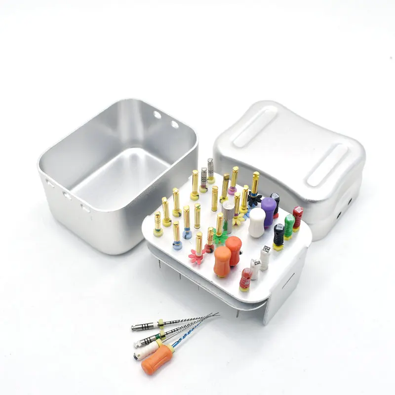 F062 Dental Disinfection Metal Box 30 Points Endo Files Holder  Autoclave Sterilizer Case Burs For Oral Care Tools Random Color