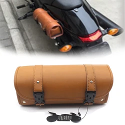 Pokhaomin Motorcycle Saddle Bag Leather Luggage Bag Storage Tool Pouch for Harley Sportster XL 1200 883 Honda Yamaha Suzuki