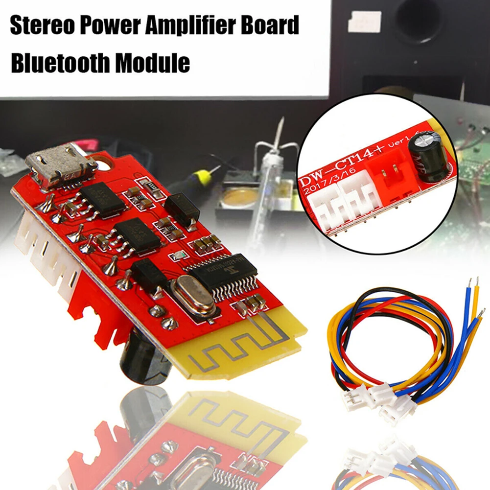 Módulo de placa amplificadora de potencia CT14 Micro 4,2, estéreo, Bluetooth, 5W + 5W, doble placa, bricolaje, altavoz, módulo de música de sonido