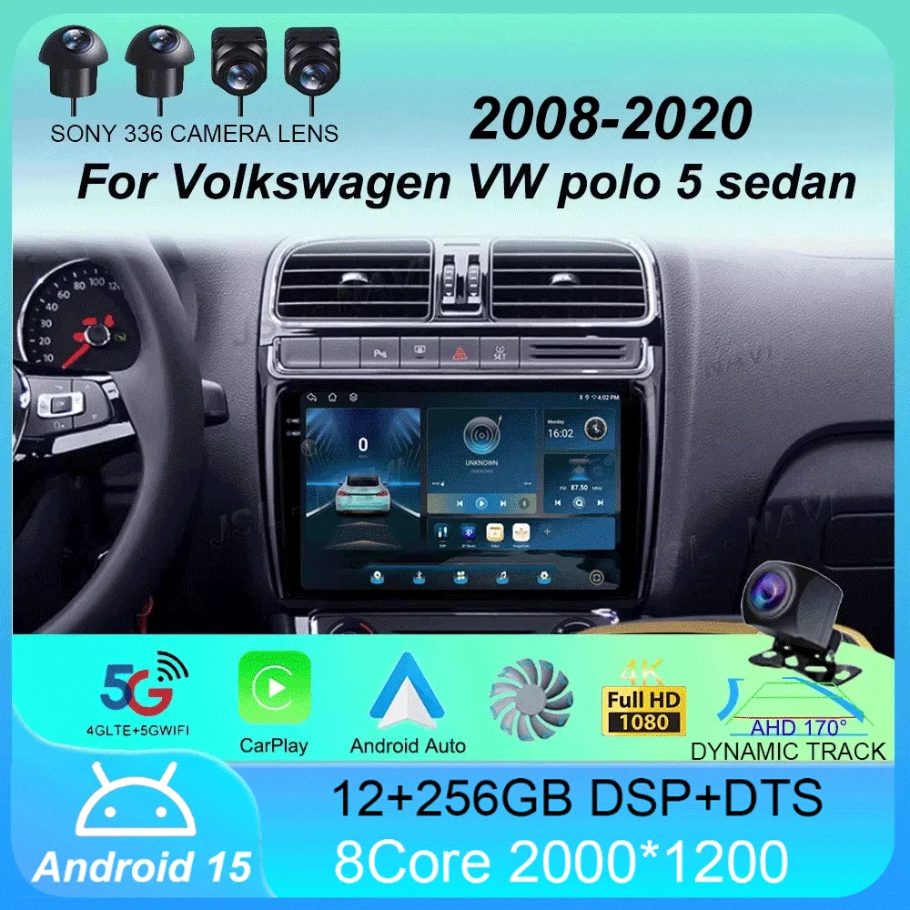 

Car Radio Android 15 Carplay 4G+Wifi For Volkswagen VW polo 5 sedan 2008-2020 Multimedia Player Stereo GPS 2 Din DVD Head Unit