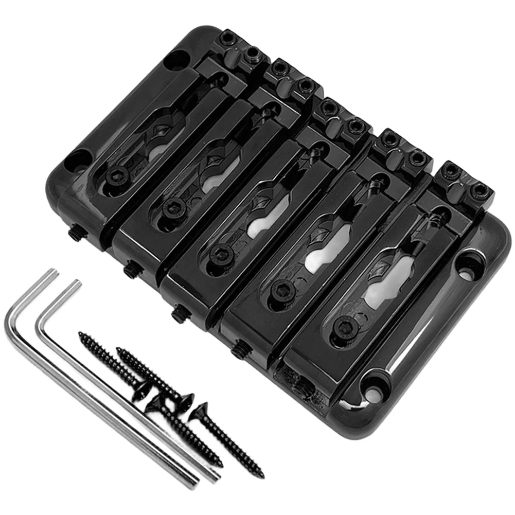 5 String Bass Bridge Constructed for Through-Body Installation with Fixed Mounting and Consistent String Spacing at 15mm
