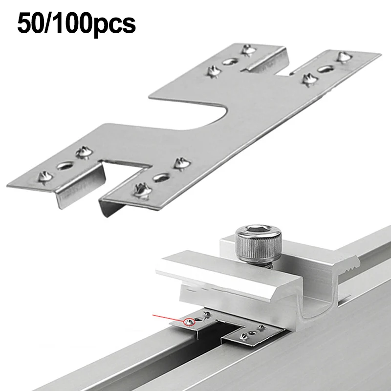 50/100pcs Solar Panel Grounding Clip/Washer Solar Grounding Conductive Sheet For Photovoltaic System Rail Mounting