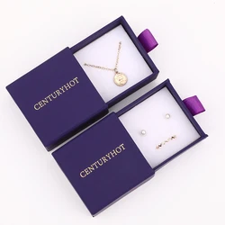6x6x3.5cm Dark purple color Cardboard Jewelry Box High Quality Krafty Paper Handmade Package Drawer Boxes With Custom Logo