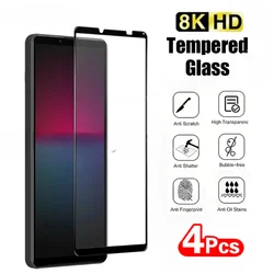 4PCS Tempered Glass  Full Covering Silk Printing Screen Protector For SONY Xperia 1 II 1V  5 II 5 V 10  II III IV VI 10 Plus