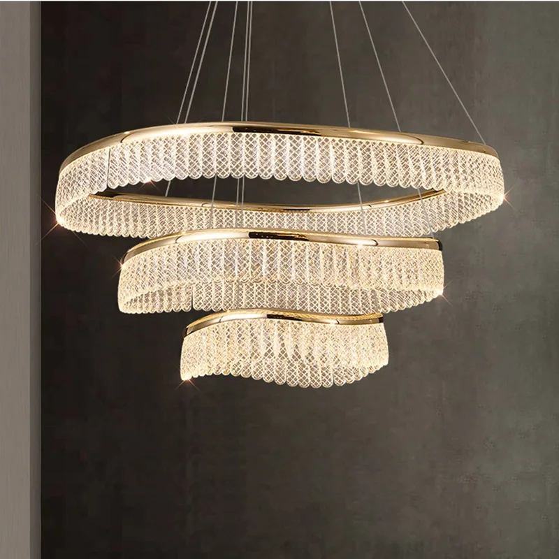 

Chandeliers Irregular Lamp LED Crystals Golden Luxury Lighting Round/Oval Lighting Fixtures Indoor Lamparas For Dining Room