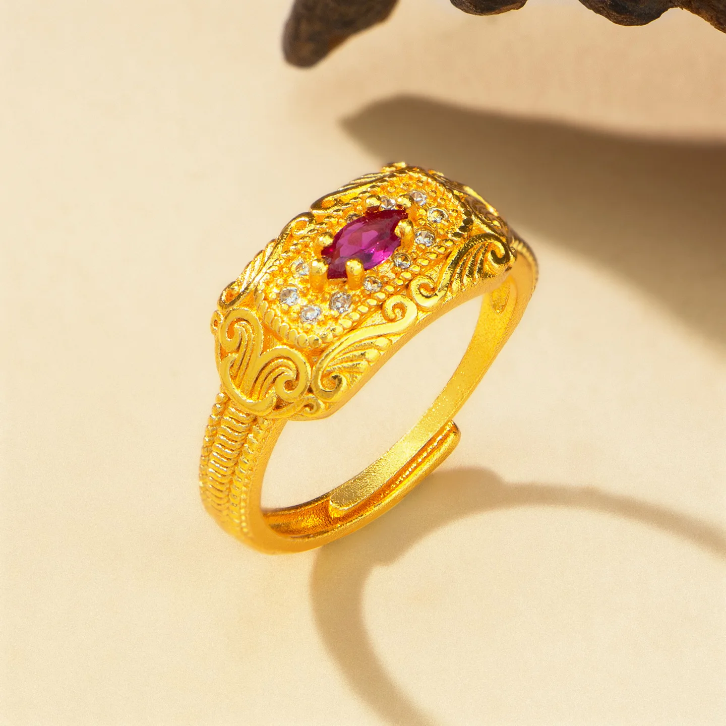 9999 Gold Hu Yan Liuying Ring - Women's Vintage Style Multi-Use Open Finger Ring - Live Stock for Sale