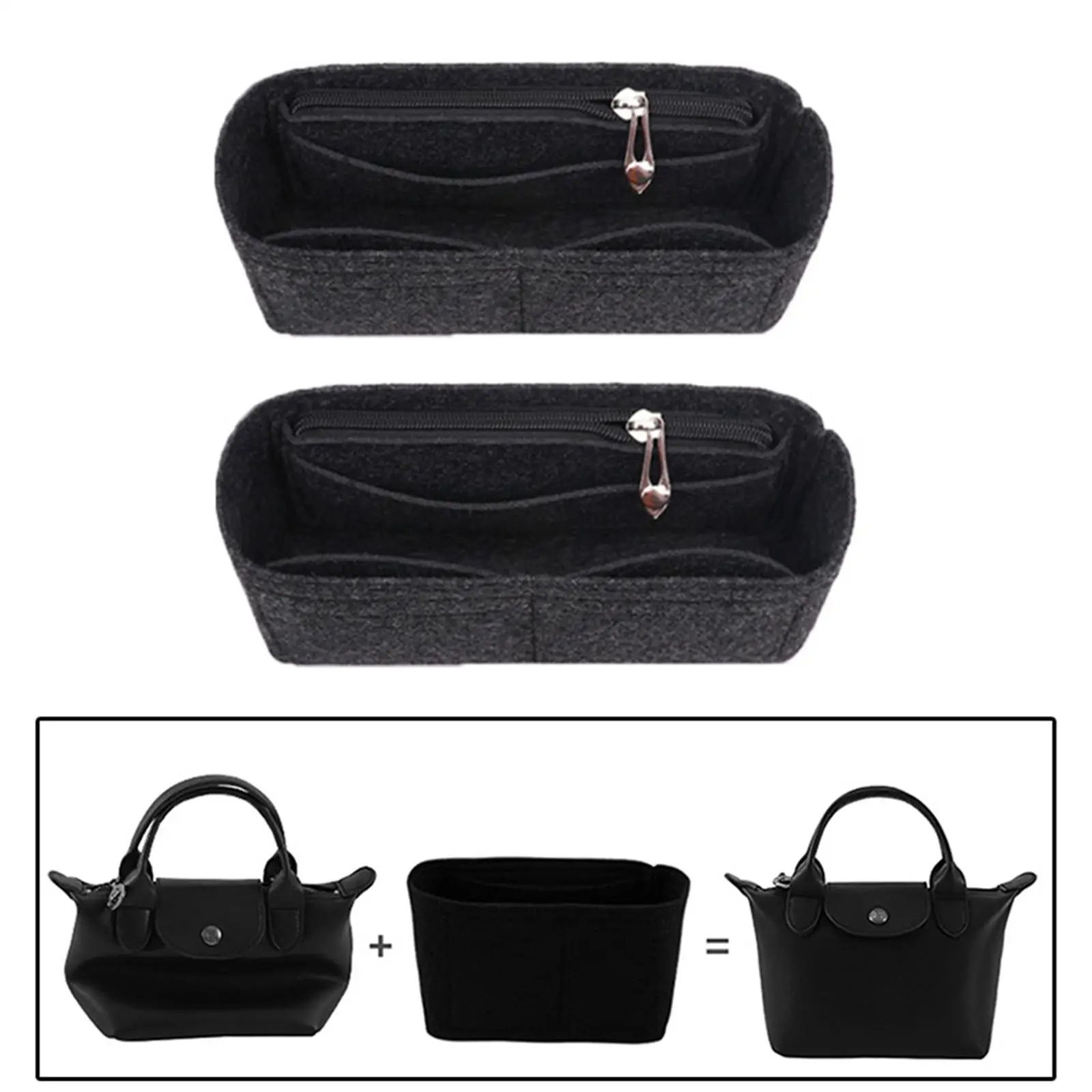 Purse Organizer Insert Makeup Bag Flexible Shaper with Compartments Inner Bag for Bucket Bag Luggage Tote Underarm Bags Duffel