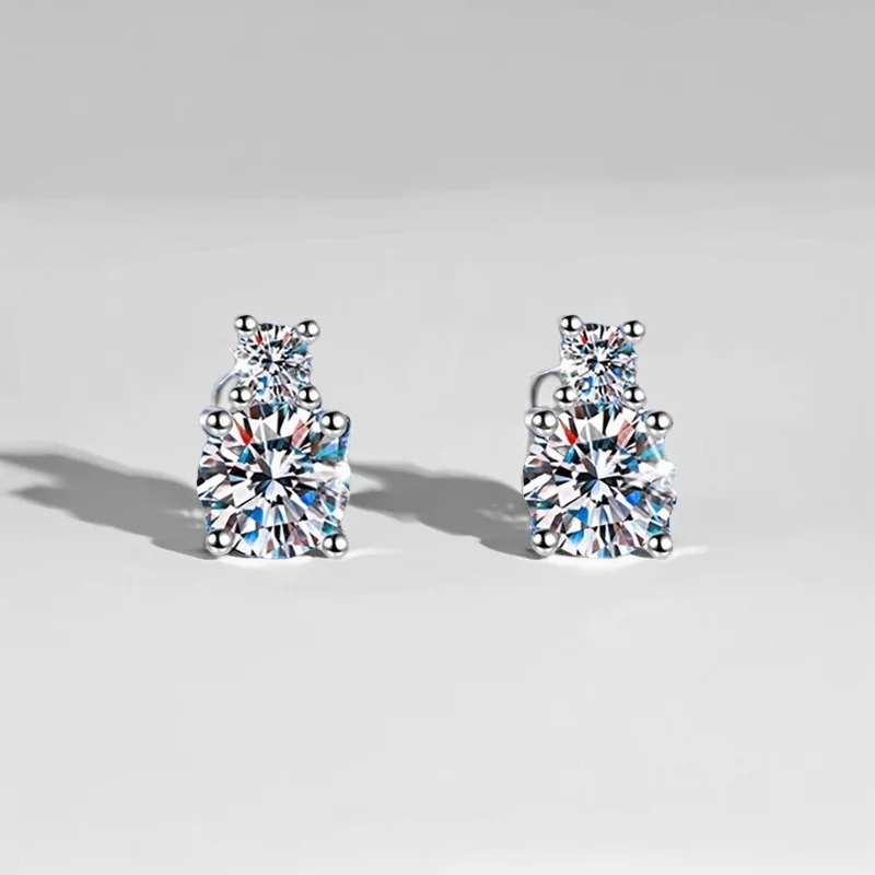 

1 карат D цвет муассанит S925 серебро четыре когтя минималистичные серьги-гвоздики GBA сертифицированные женские ювелирные изделия бесплатная подарочная коробка