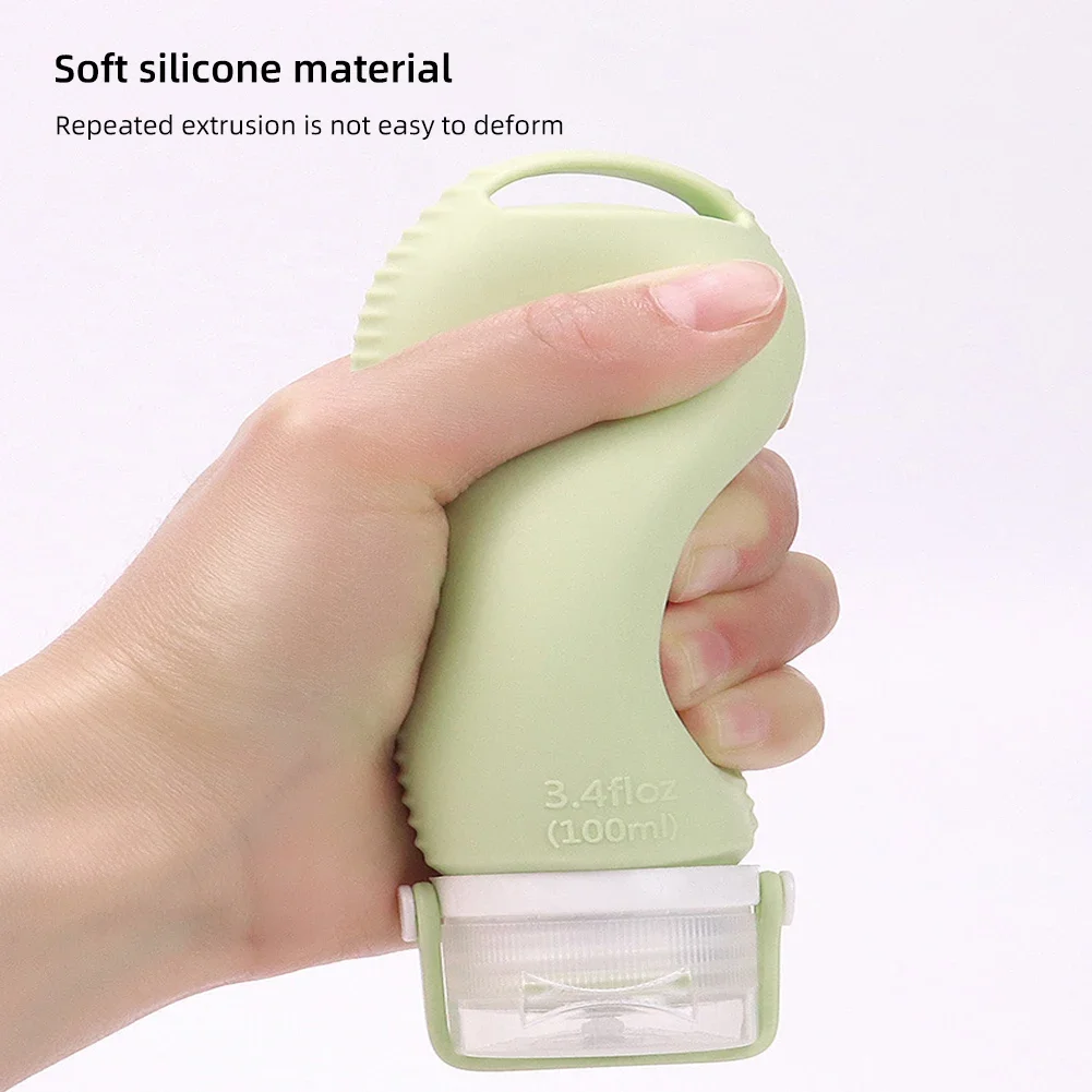 Bouteille universelle en silicone pour le nettoyage du visage, bouteille de shampoing portable, bouteille illable pour le voyage quotidien, récipient pour cosmétiques, brosse de gratitude, 100ml