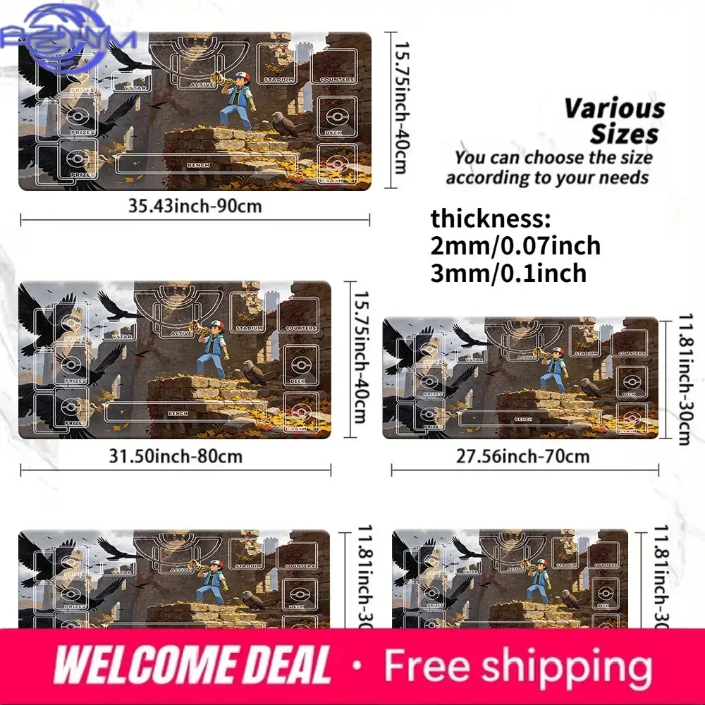 Autumn Ruins Anime Rubber Mousepad, Non-slip Large Table Mat for Card Games, Multiple Sizes Available