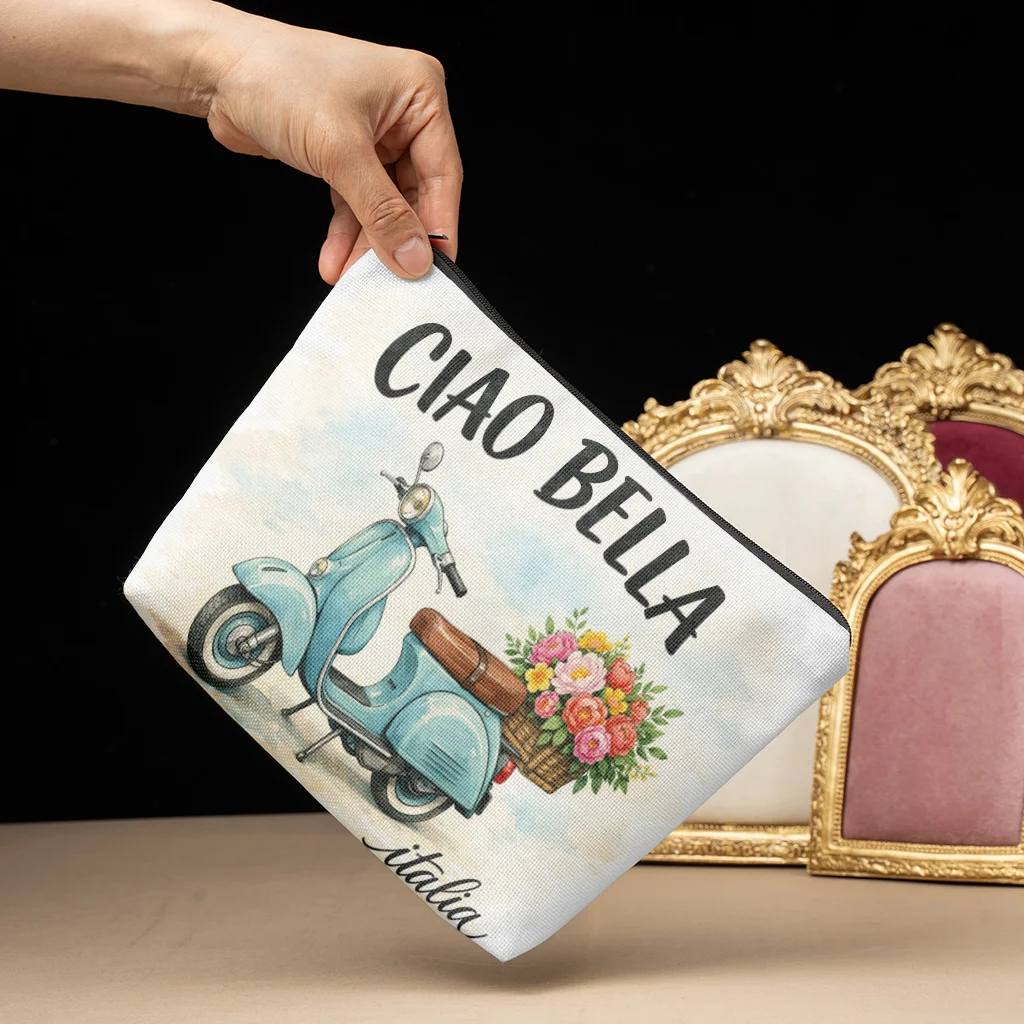 A small motorcycle pattern cosmetic bag-cute multifunctional zipper handbag, jewelry storage bag