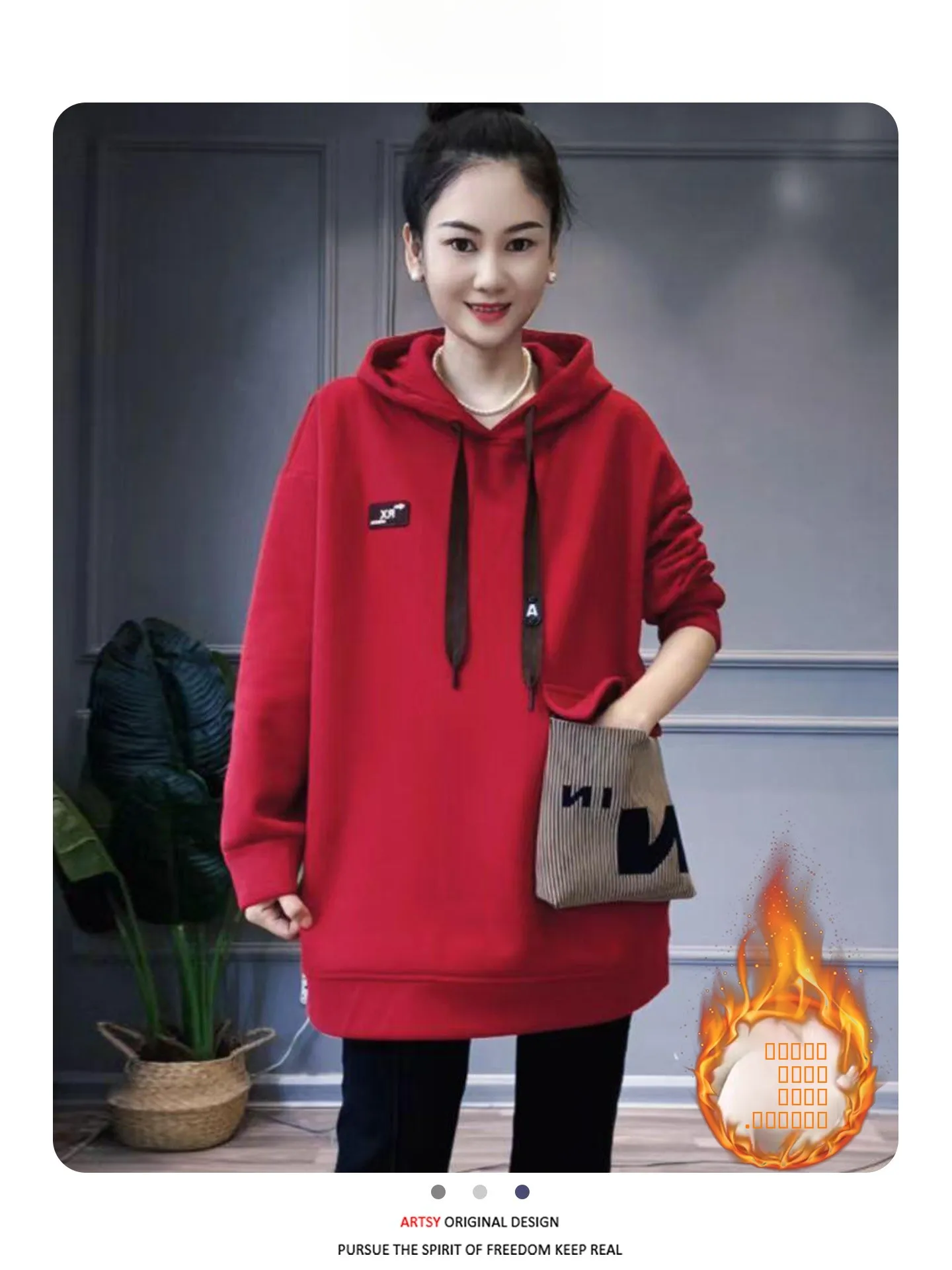 

Женская толстовка с капюшоном Thiened Fce Long Sve, свитер средней длины с капюшоном, модная осенне-зимняя новинка, корейский Sle