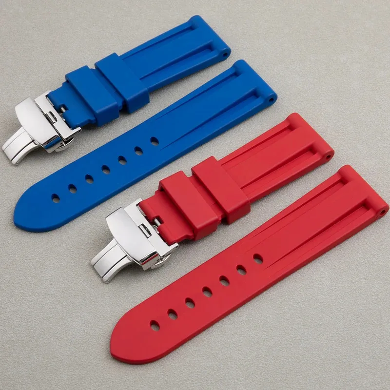 Universal Accessories 22mm 24mm 26mm Quality rubber Rubber Watch Band Watchband For Panerai Strap PAM441/111/312 Wristband