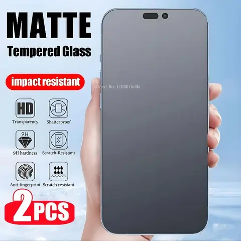iPhone 16 15 13 12 Pro Max 12 13 Mini 14 11 Pro 강화 유리 iPhone 7 8 Plus XR XS 유리 용 2Pcs 무광택 화면 보호기