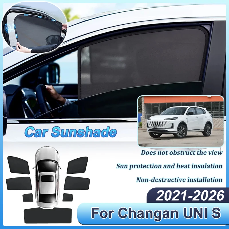 

Для Changan UNI S 2021-2026: Автомобильный сетчатый магнитный солнцезащитный козырек на окно, защита от УФ-лучей, аксессуары для автомобиля