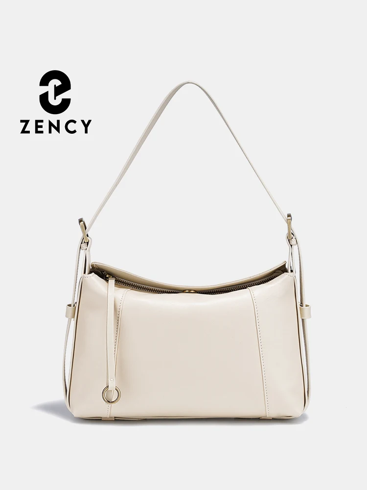 

Women's Natural Leather Bag 2026 Zency Brand Simple Fashion Beige Chocolate Genuine Leather Handbag Shoulder Large Capacity