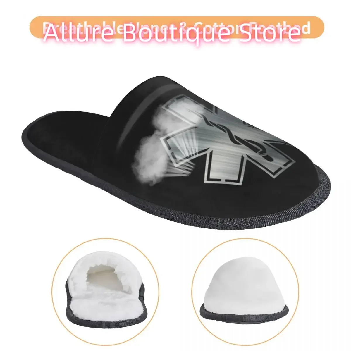 Emt Of Life شبشب منزل ناعم دافئ من رغوة الذاكرة الطبية شبشب منفوش مطبوع حسب الطلب أحذية نسائية للاستخدام الداخلي والخارجي