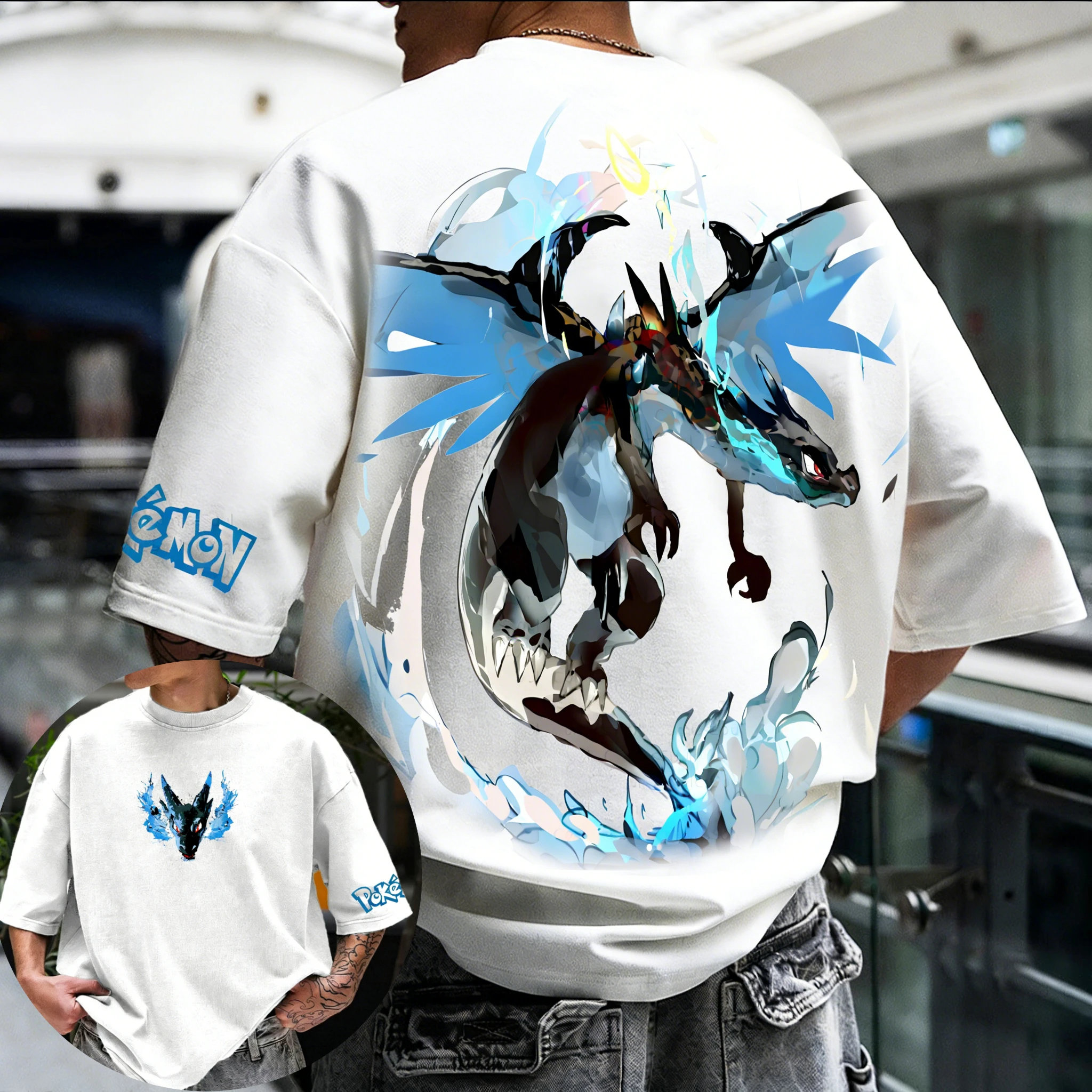 

Футболка с двусторонним принтом Покемон Пикачу, летняя детская футболка 2026 года, мужская спортивная одежда для тренировок и фитнеса на открытом воздухе