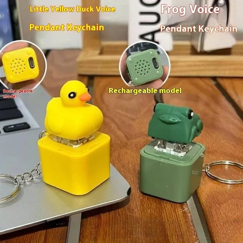 مضحك الضفدع بطة المفاتيح القابلة لإعادة الشحن لوحة المفاتيح الفرس الصوت كيرينغ مع ضوء LED لتخفيف التوتر #3