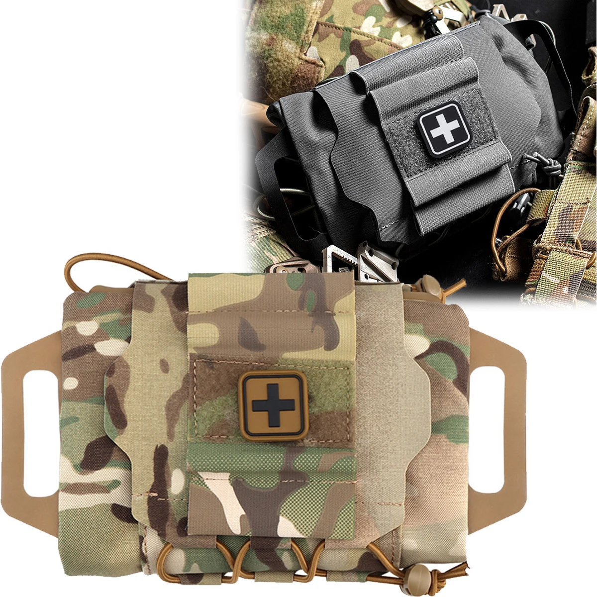 Tactical Medical Kit Pull-out Rapid Deployment First Aid Bag, MOLLE Survival Outdoor Hunting Emergency Kit Camping Medical Pack