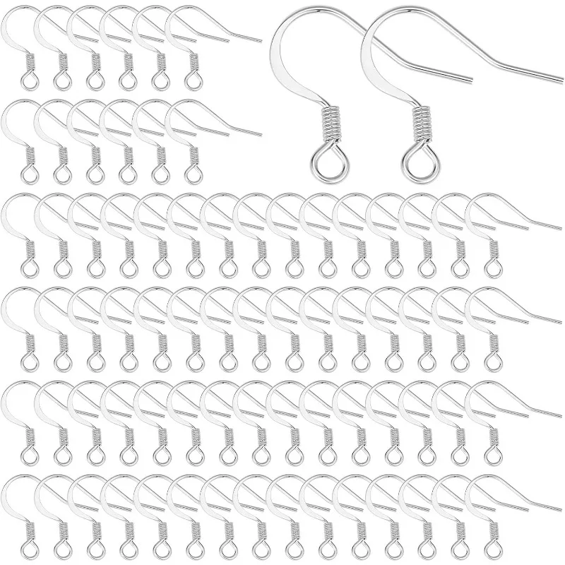 Ganchos para pendientes franceses de acero inoxidable 100, alambre para oreja, aros de plata, anzuelo de pescado, gancho para pendientes, joyería, 304 piezas