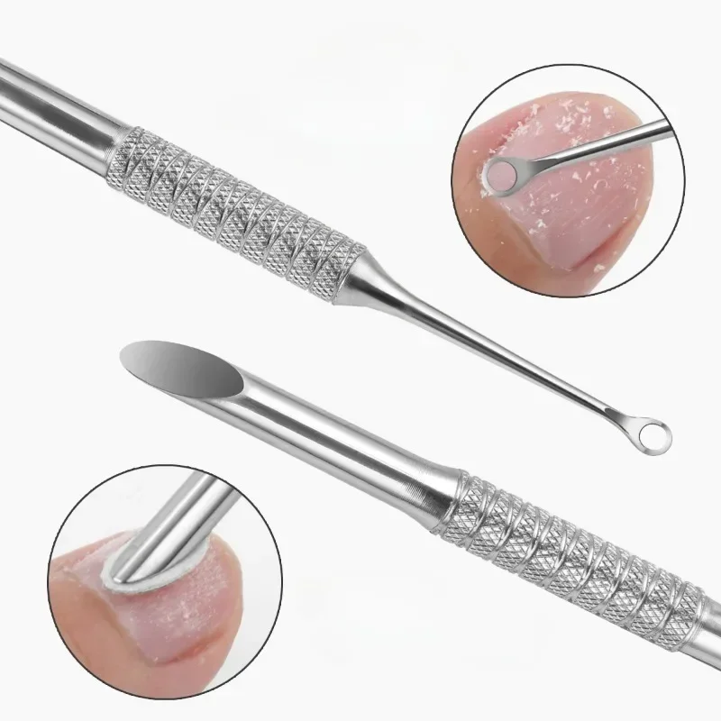 Dual Head Use Nail Art Crutches Stainless Steel Round Head Chamfered Keratin Remover Nail Tools Manicure Sticks Tool