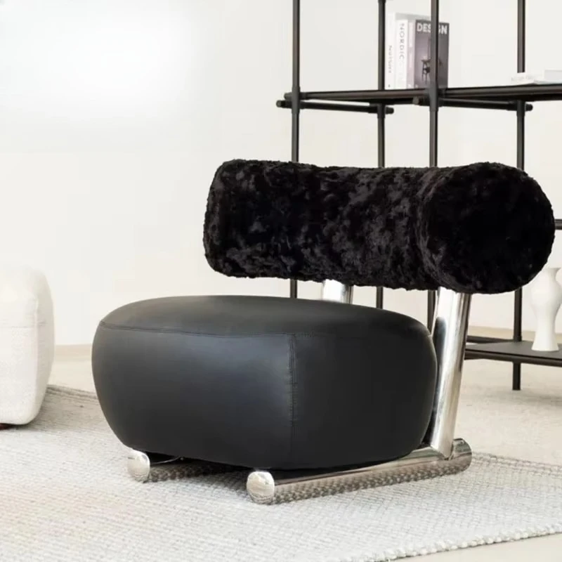 Modern Single Revolving Sofa Designer Stainless Steel Microfiber Fabric Leather Chair for Park Leisure Living Room Ins Cloth