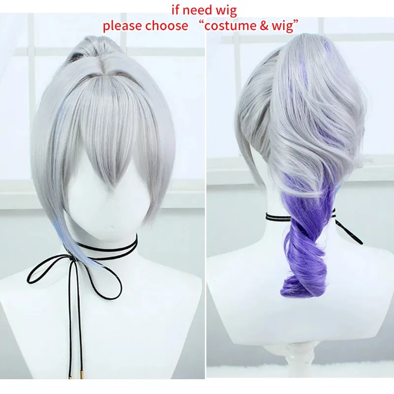 실버 울프 코스프레 의상 가발 헤어 스타 레일 헌터 실버 울프 코스프레 여성 의상
