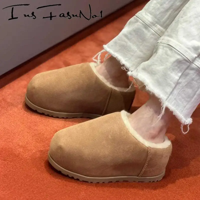 Fashion Lovely Big Round Toe Women Snow Boots Height Increasing Winter Keep Warm Ankle Boots Designer All Match Casual Shoes Ins