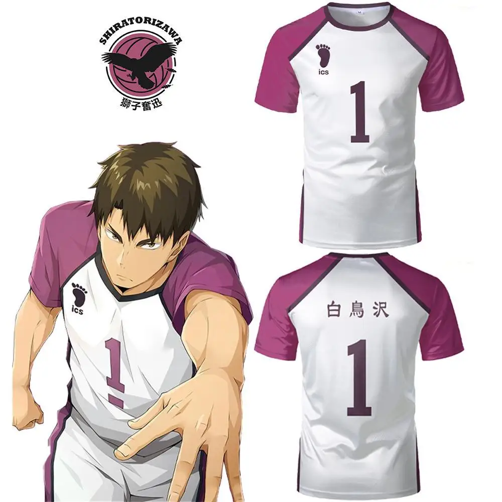 Camiseta de Anime japonés de Haikyuu, Cosplay Shiratorizawa, uniforme de voleibol de la Academia Wakatoshi Ushijima, sudadera Unisex