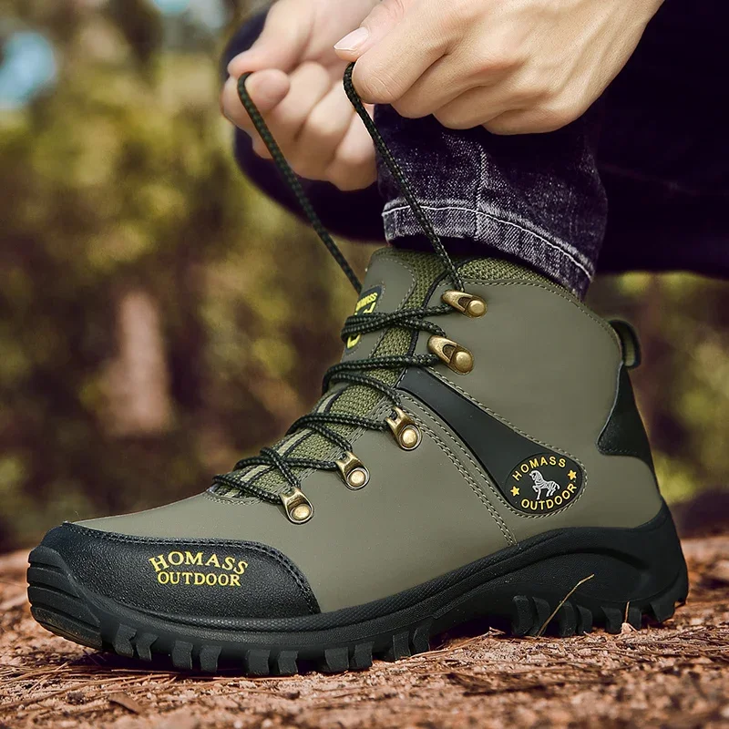 Męskie buty outdoorowe dla mężczyzn Buty turystyczne Buty outdoorowe Mężczyźni Wysokie buty trekkingowe Botas Skórzane kowbojskie Ciepłe wodoodporne