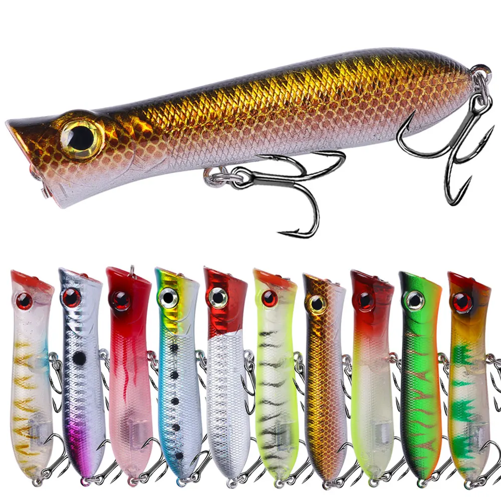 Señuelo de pesca Popper 8.3cm 10.7g, señuelo flotante tipo Minnow, cebo duro artificial, señuelo de superficie ruidoso, cebo duro Popper