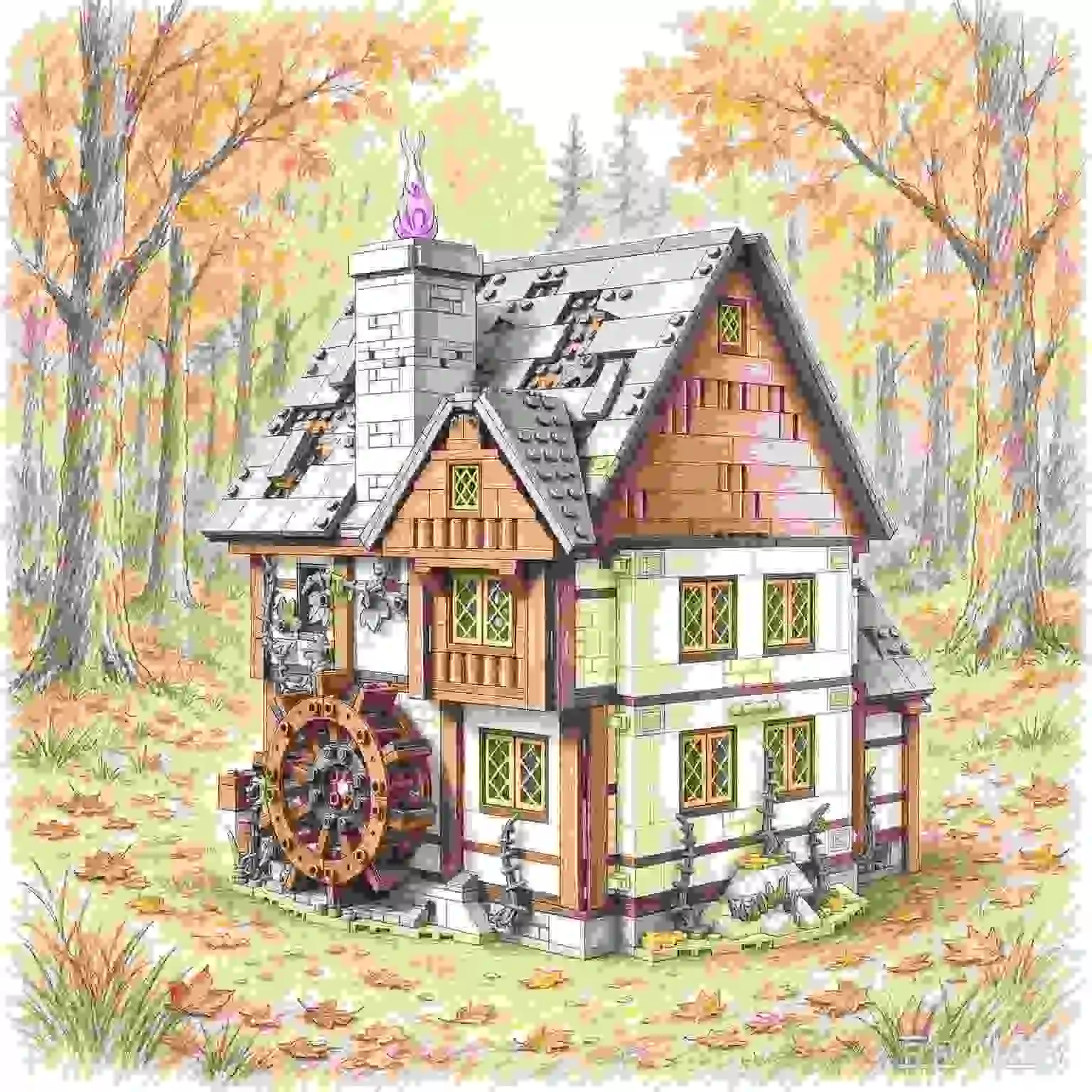 2026 New Creative Building Castle Blocks; Fantasy Retro Architecture Ornament DIY Creative Toy, Gift