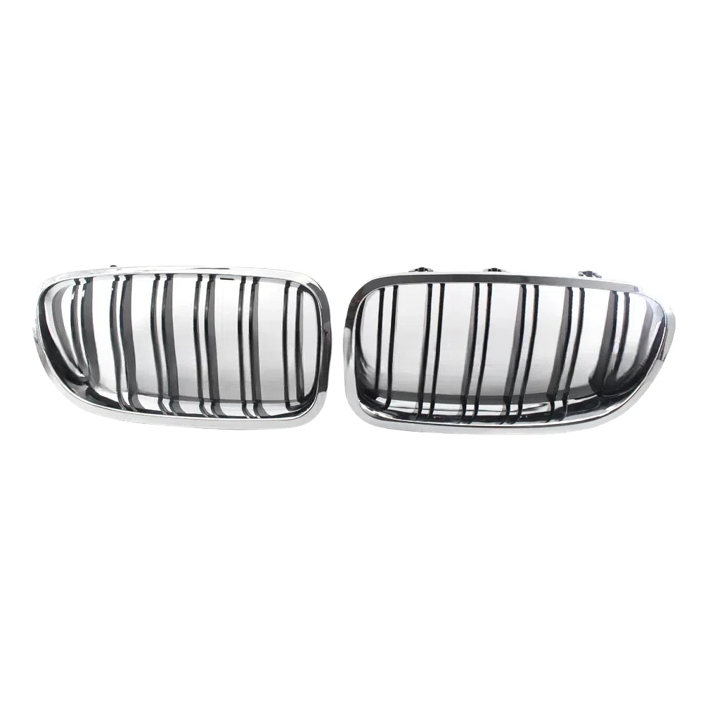 Srebrny + czarny podwójny grill przedni grill maska ​​nos dla BMW F10 F11 F18 520d 530d 540i 5 series 2010-2015