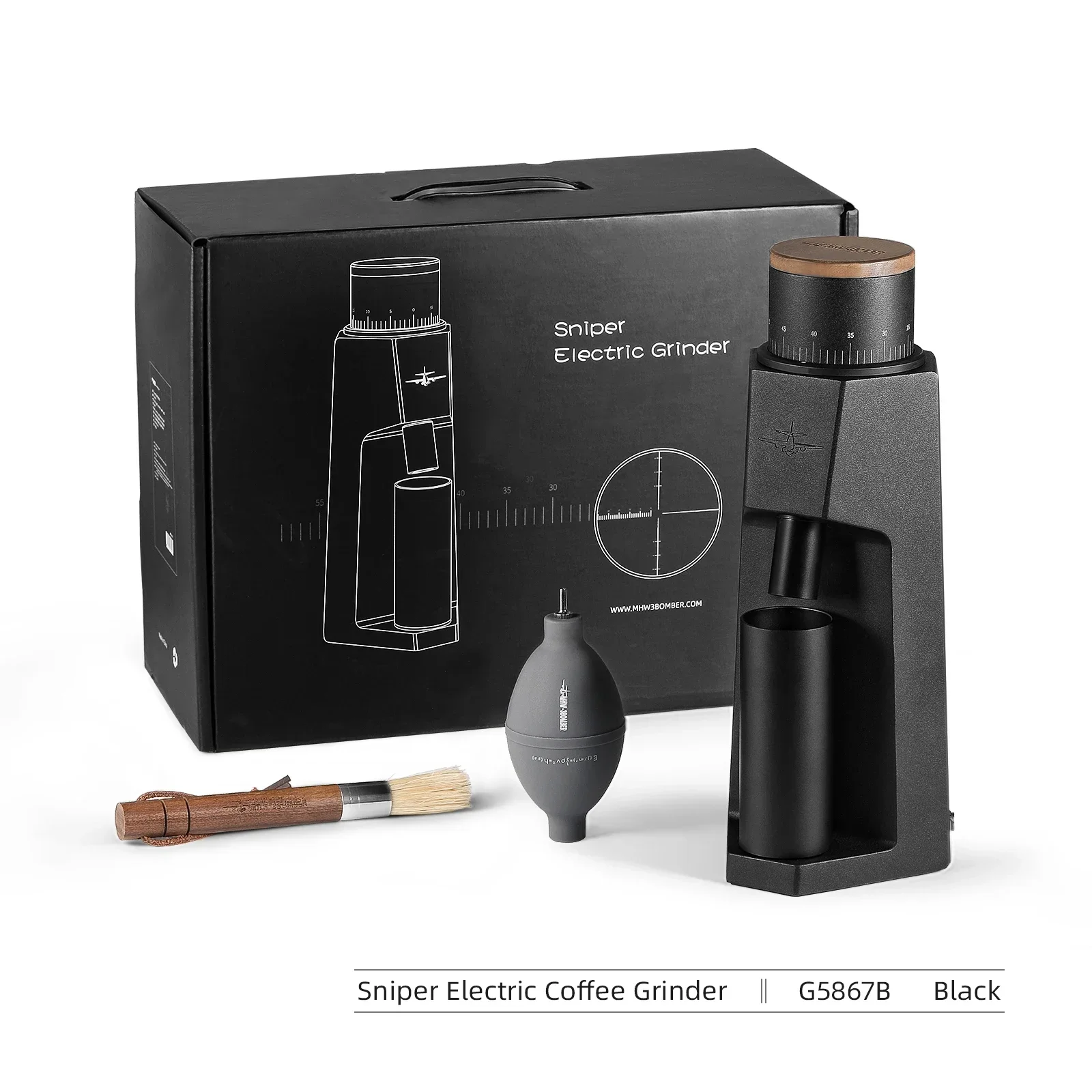 MHW-3BOMBER Electric Coffee Grinder 7 Core Grinding Burr 48mm Adjustable Fit Home Barista Delicate Espresso Grinder Machine