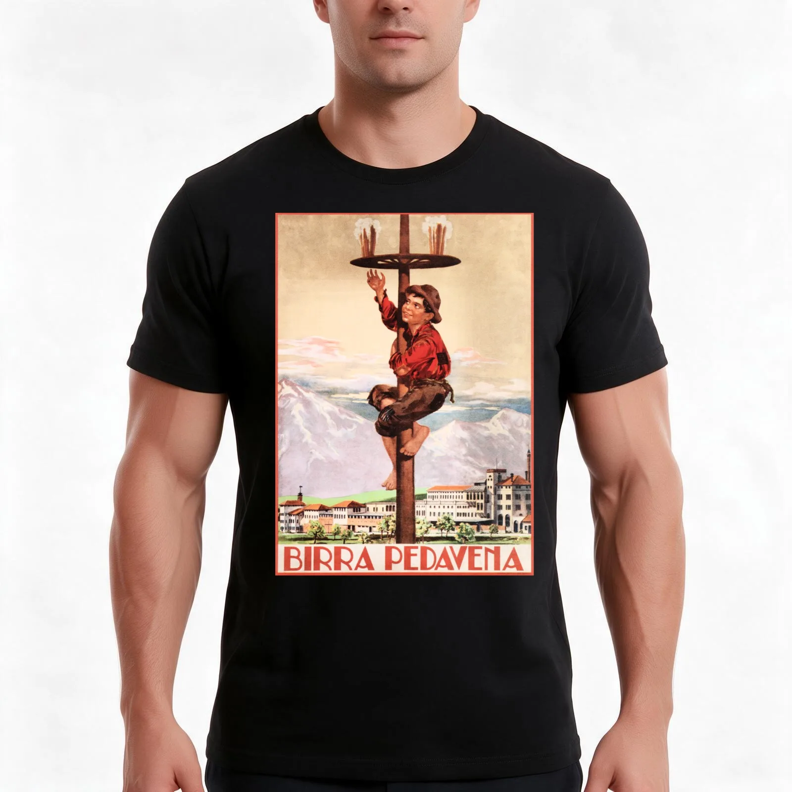 BIRRA PEDAVENA 1920 Vintage Italian Alcoholic Beer Lager Advertisement T-Shirt, Summer Casual Cotton Tee, Vintage Graphic Print