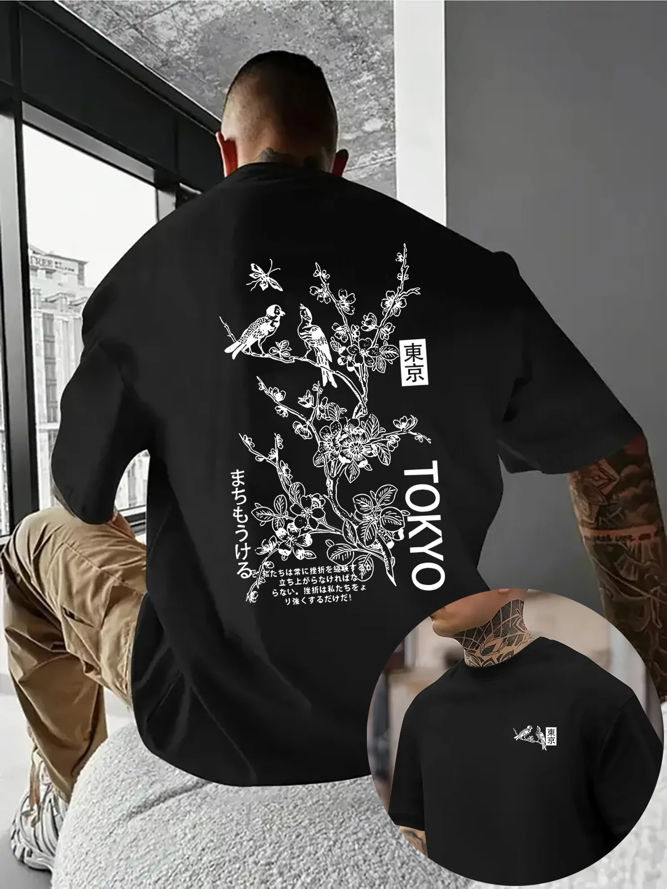 Herren-T-Shirt, 100% Baumwolle, gemusterter Druck, lässig, bequem, weich, atmungsaktiv, lockerer Schnitt, sportlicher Stil. – Detail 3