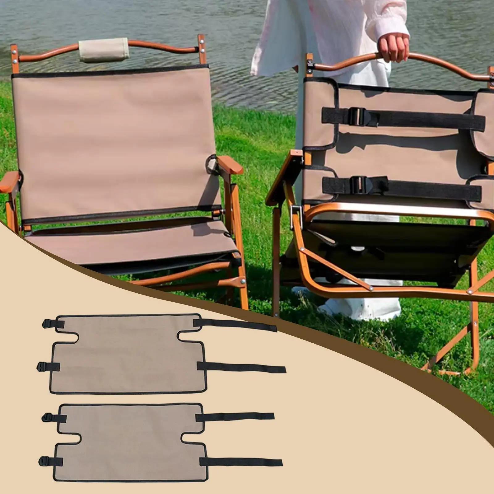 Wear Resistant Camping Chair Cloth Waterproof Thickened Oxford Backrest and Seat Cushion Set for Beach Chair Accessories