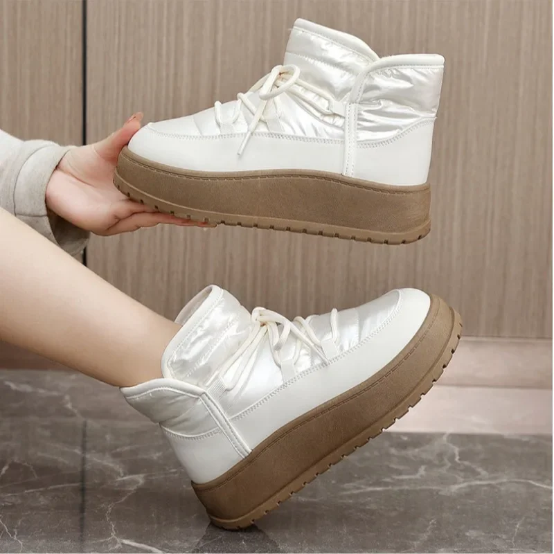 High Top Snow Boots for Women\'s Winter New Fashion Thick Soled Boots with Plush Warm Cotton Shoes and Waterproof Cotton Boots
